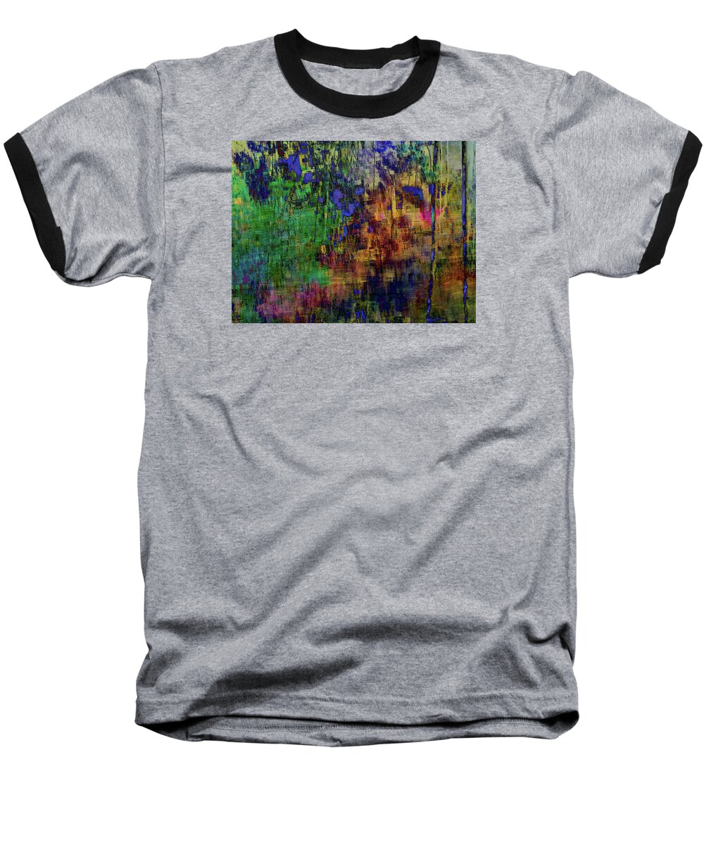 Movement Abstract Baseball T-Shirt featuring the mixed media Movement Abstract by Mike Breau
