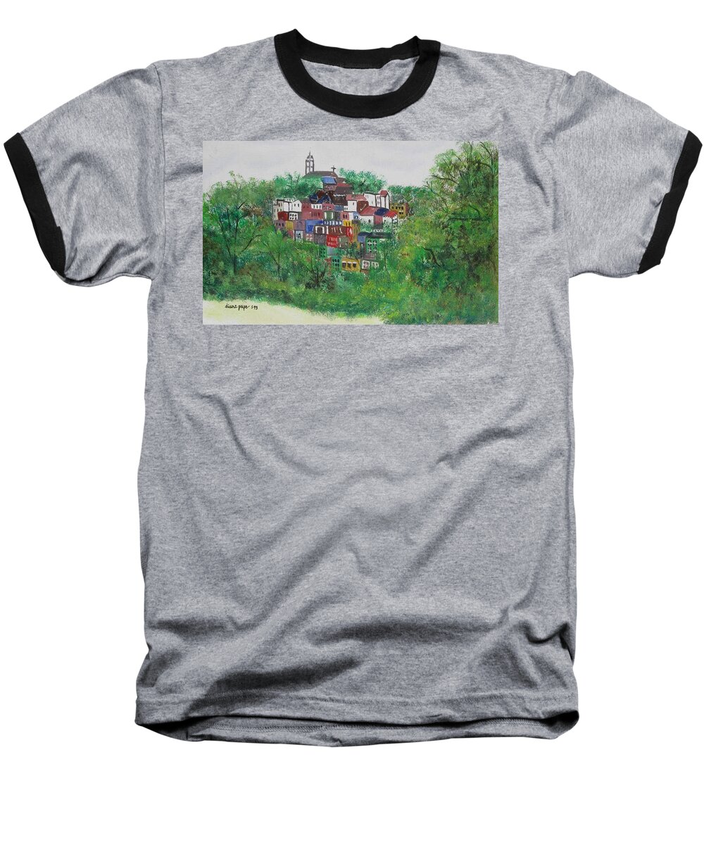 Mt. Adams Baseball T-Shirt featuring the painting Mt. Adams Cincinnati Ohio by Diane Pape