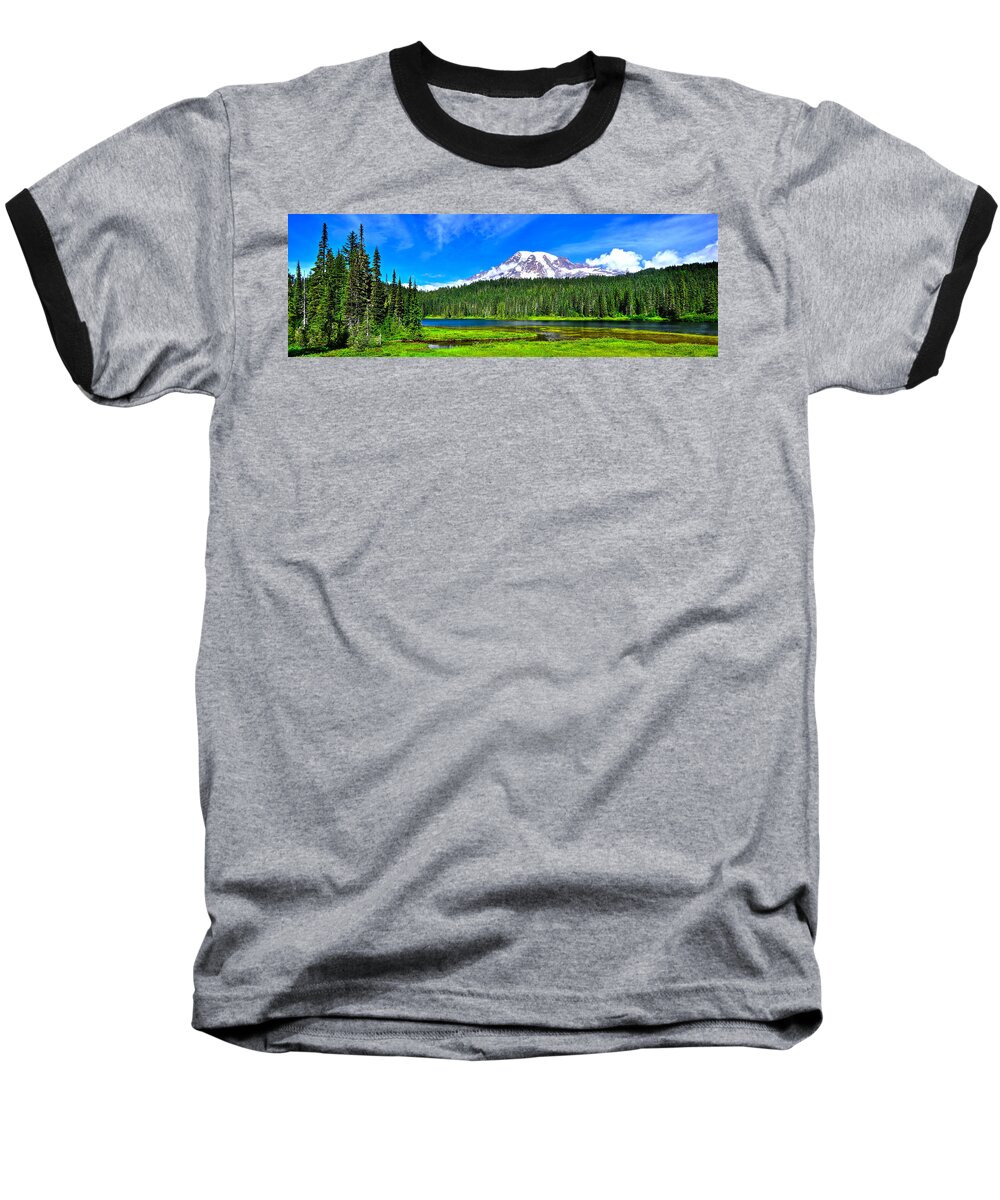 Mt. Rainier National Park Baseball T-Shirt featuring the photograph Mt. Rainier from Reflection Lakes by Don Mercer