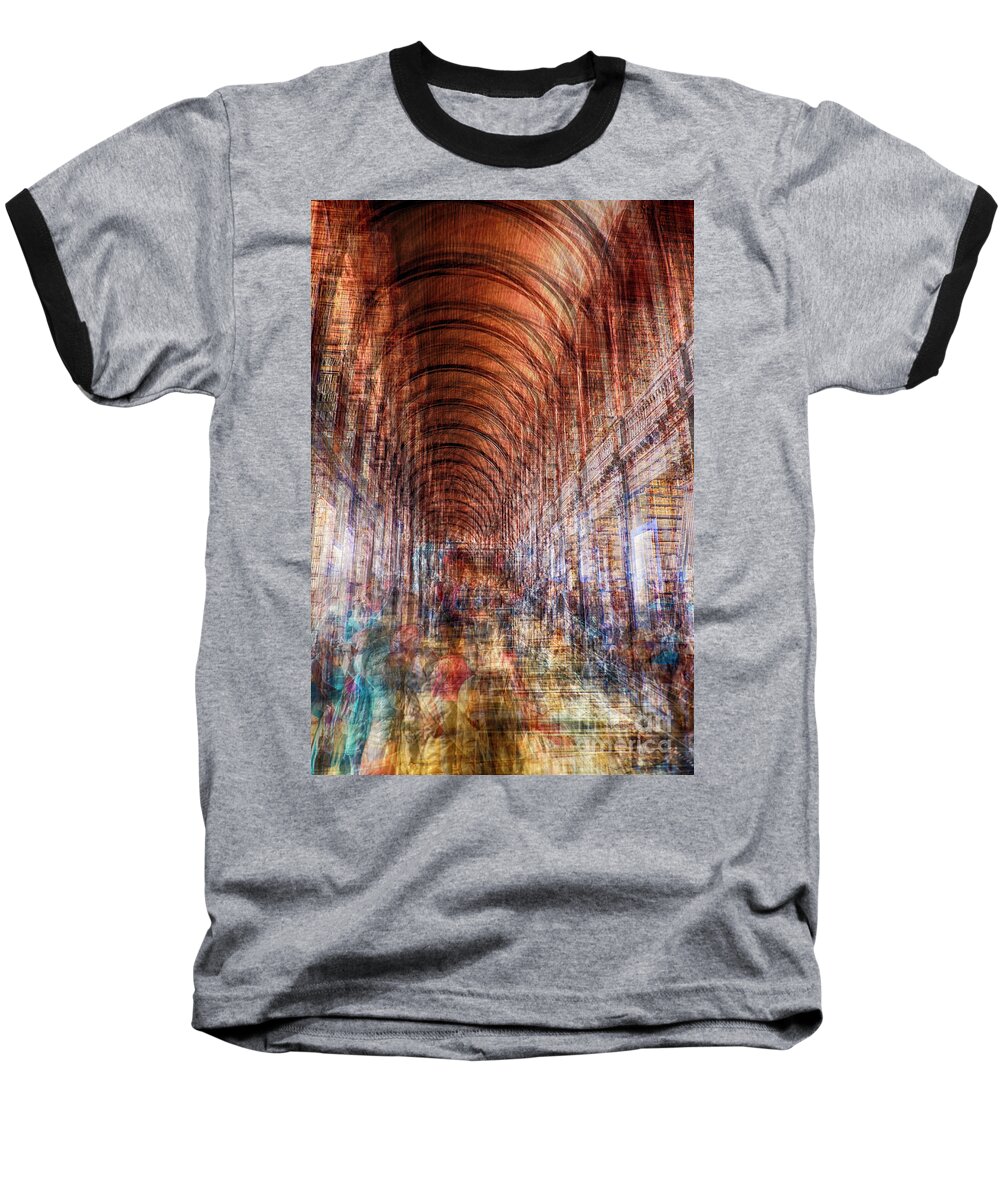 Arch Baseball T-Shirt featuring the photograph multiple exposure of Dublin public library by Ariadna De Raadt