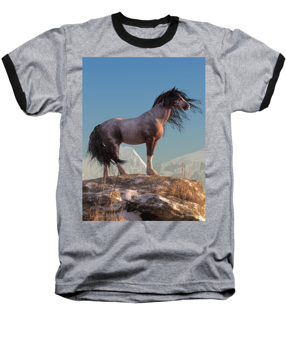  Baseball T-Shirt featuring the digital art Mustang by Daniel Eskridge