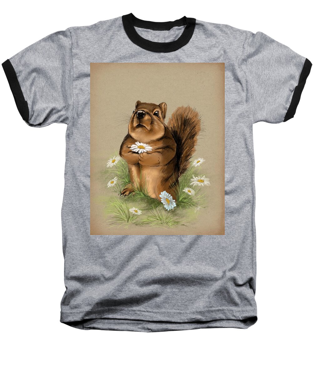 Squirrel Baseball T-Shirt featuring the painting My gift for you by Veronica Minozzi