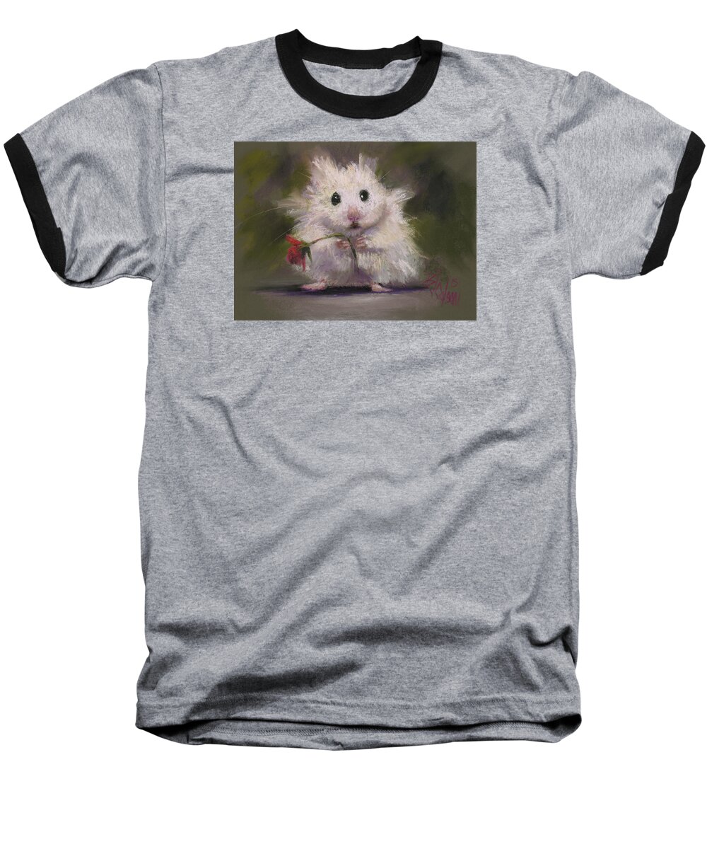Funny Gerbil Baseball T-Shirt featuring the pastel My Gift to You by Billie Colson