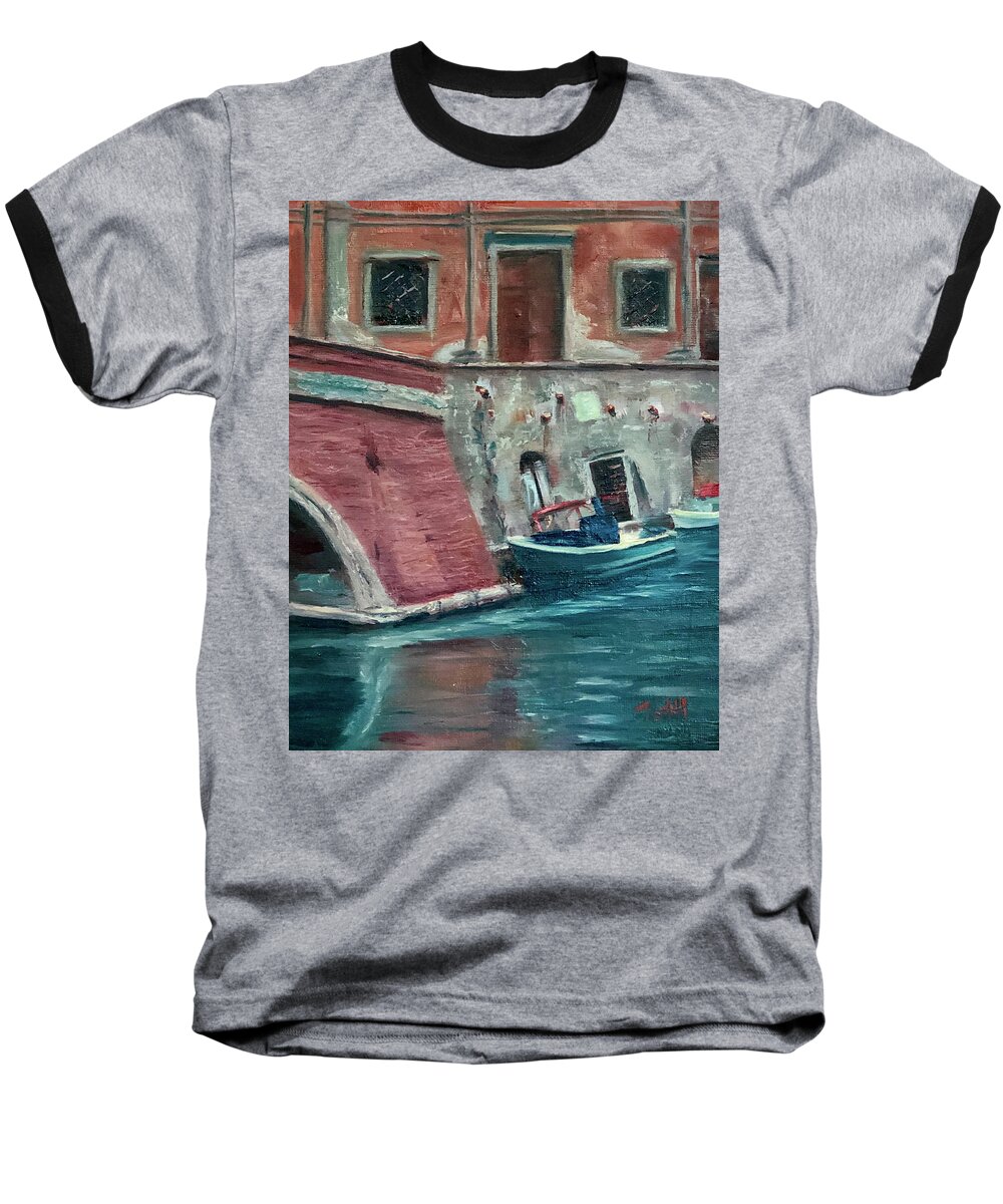 Livorno Baseball T-Shirt featuring the painting My Other Car by Laura Toth
