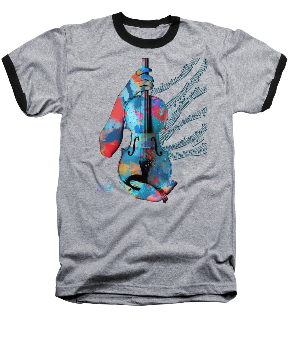 Violin Baseball T-Shirt featuring the digital art My Violin Whispers Music in the Night by Nikki Marie Smith