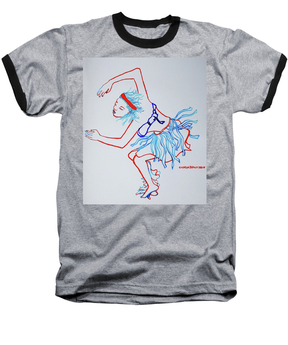 Jesus Baseball T-Shirt featuring the painting Namibian Traditional Dance by Gloria Ssali