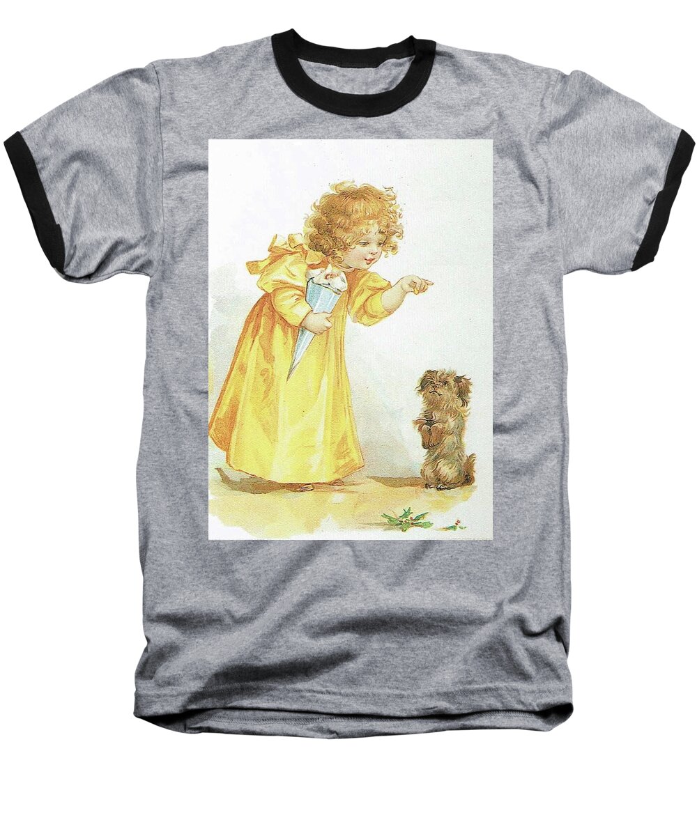 Frances Brundage Baseball T-Shirt featuring the painting Nancy and Spot by Reynold Jay