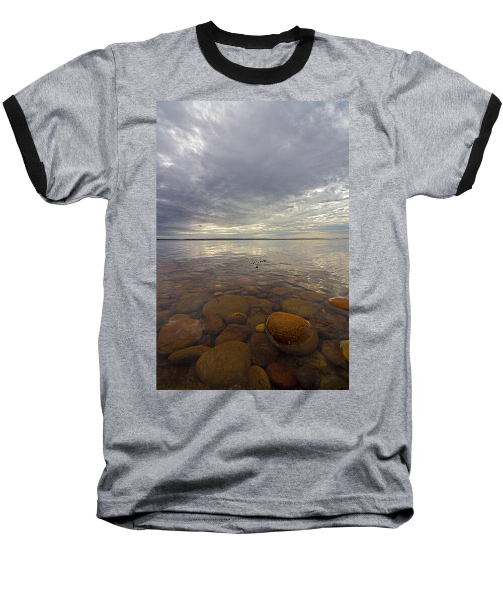 Napeague Baseball T-Shirt featuring the photograph Napeague Bay Red Rocks by Robert Seifert