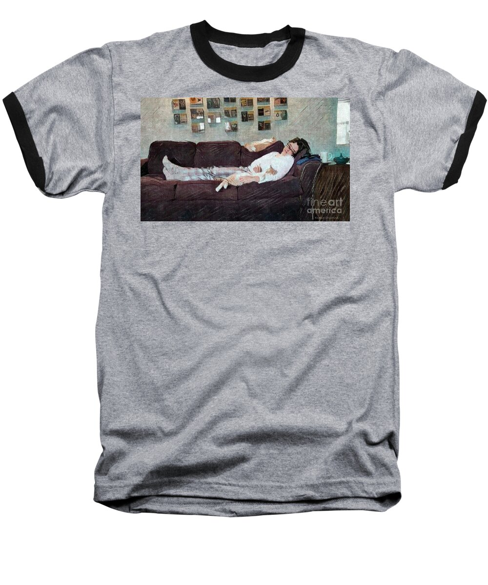 Photography Baseball T-Shirt featuring the photograph Naptime with the Boys by Kathie Chicoine
