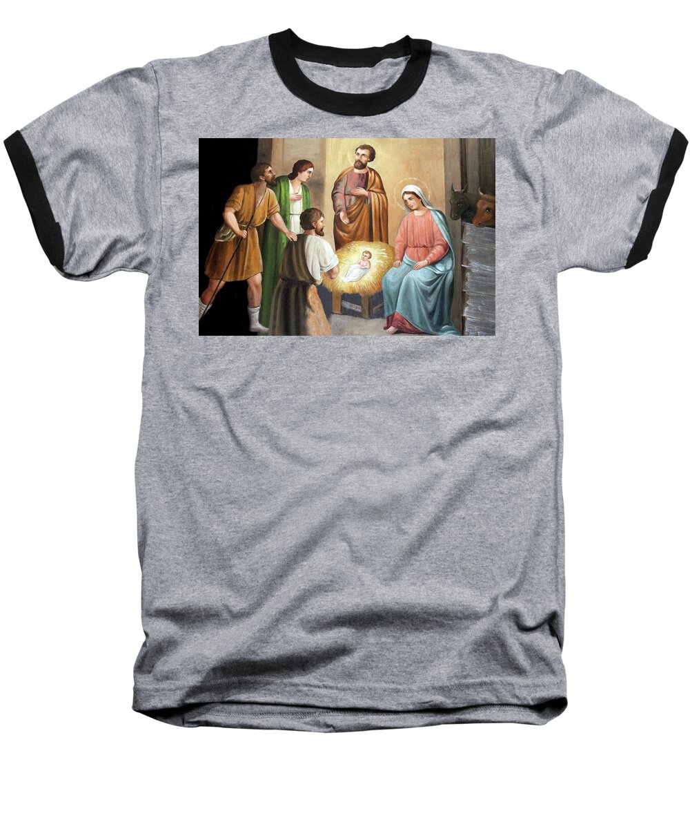 Nativity Baseball T-Shirt featuring the photograph Nativity Scene Painting at Nativity Church by Munir Alawi