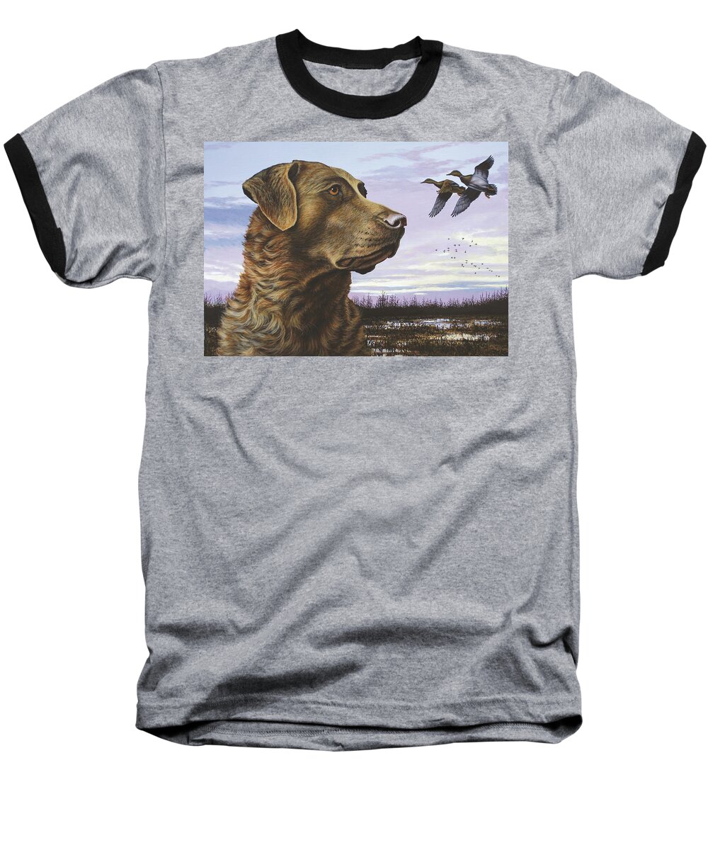 Chessie Baseball T-Shirt featuring the painting Natural Instinct - Chessie by Anthony J Padgett