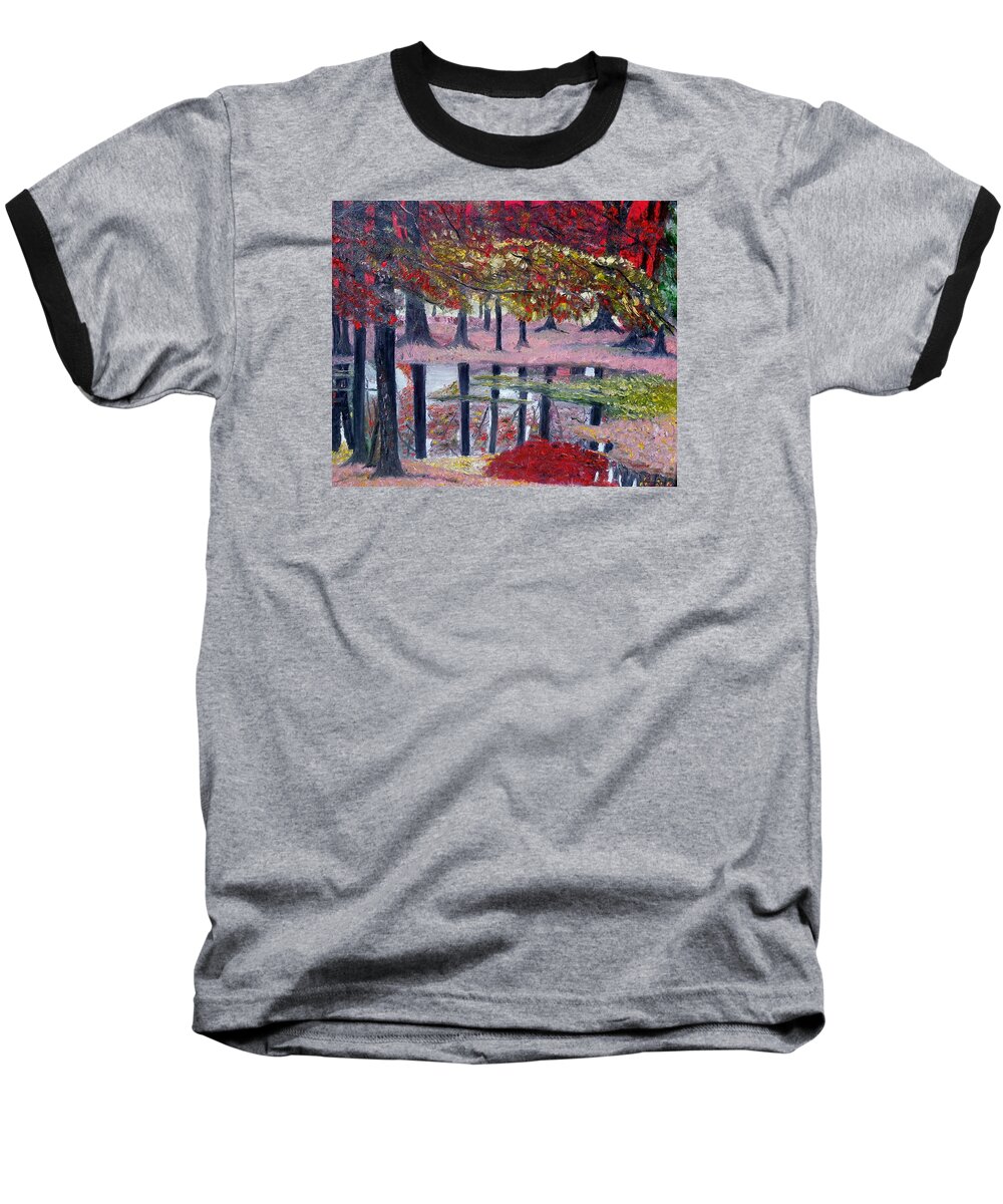 Fall Leaves Baseball T-Shirt featuring the painting Natures painting by Marilyn McNish