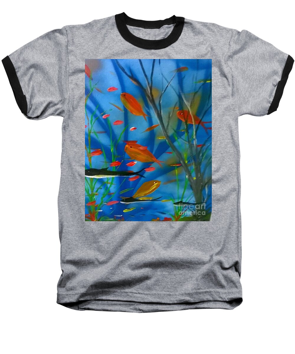 Navarre Reef Beach Ocean Fish Baseball T-Shirt featuring the painting Navarre Reef by James and Donna Daugherty