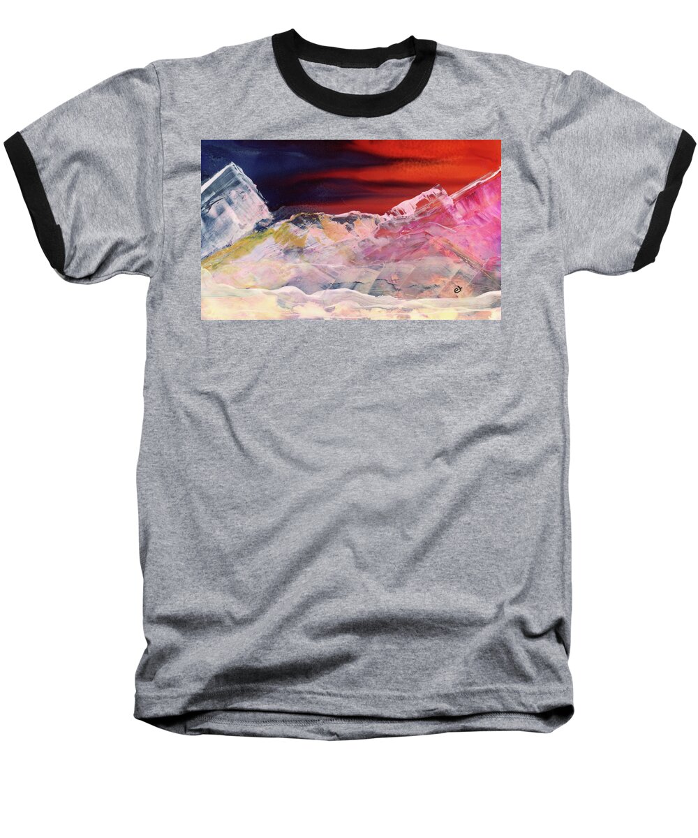 Mountain Baseball T-Shirt featuring the painting Near Arrow Mountains by Eli Tynan