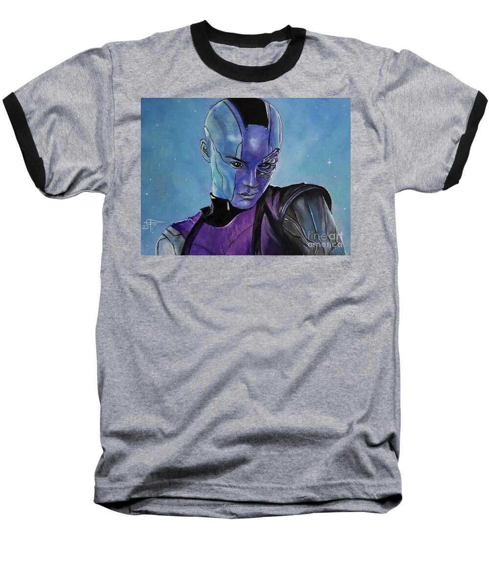 Guardians Of The Galaxy Baseball T-Shirt featuring the painting Nebula by Tom Carlton