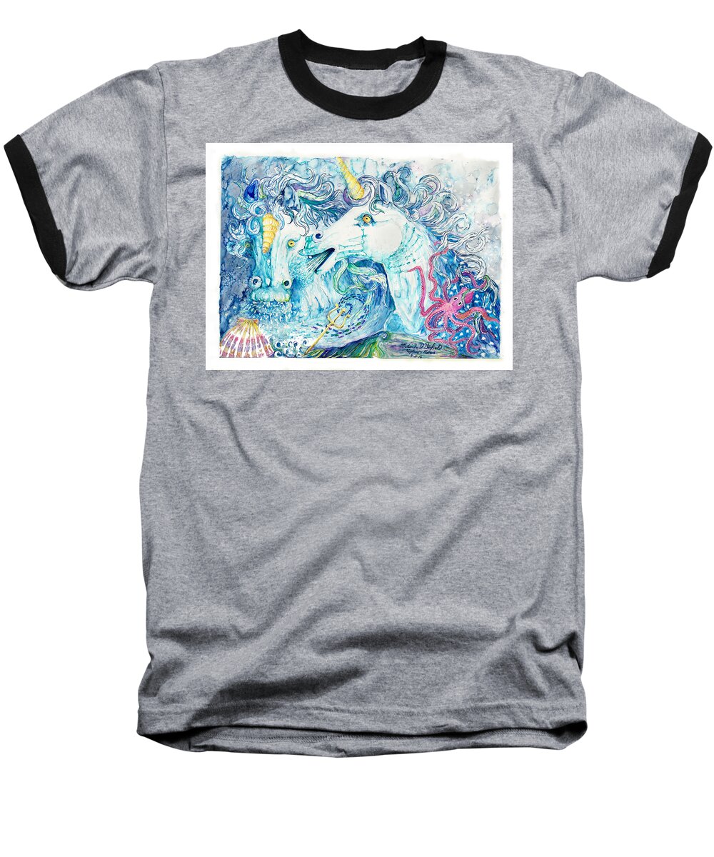 Horse Baseball T-Shirt featuring the painting Neptune's Horses by Melinda Dare Benfield