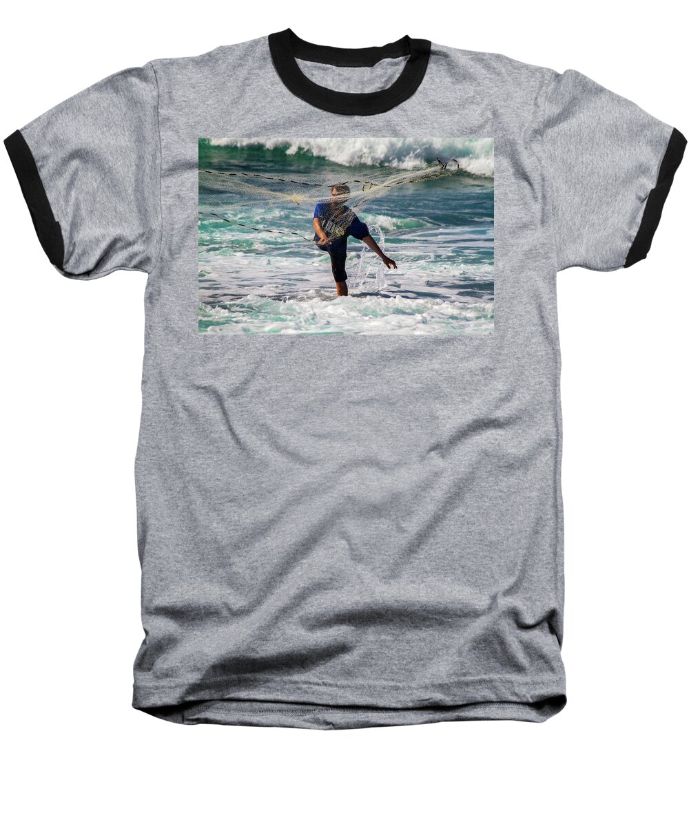 Net Fishing Baseball T-Shirt featuring the photograph Net Fishing by Roger Mullenhour