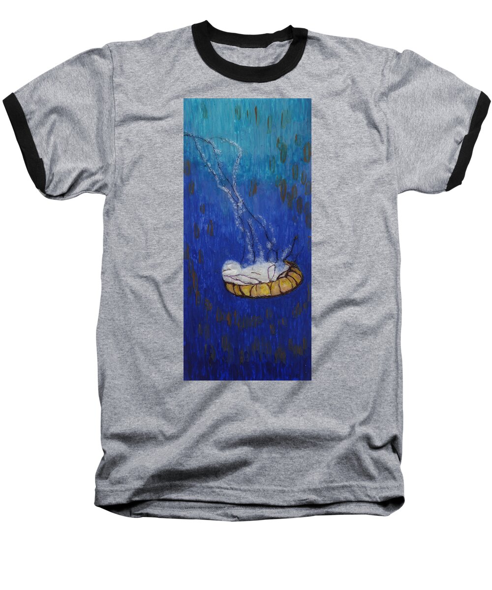 Nettle Baseball T-Shirt featuring the painting Nettle Jellyfish by Phil Strang