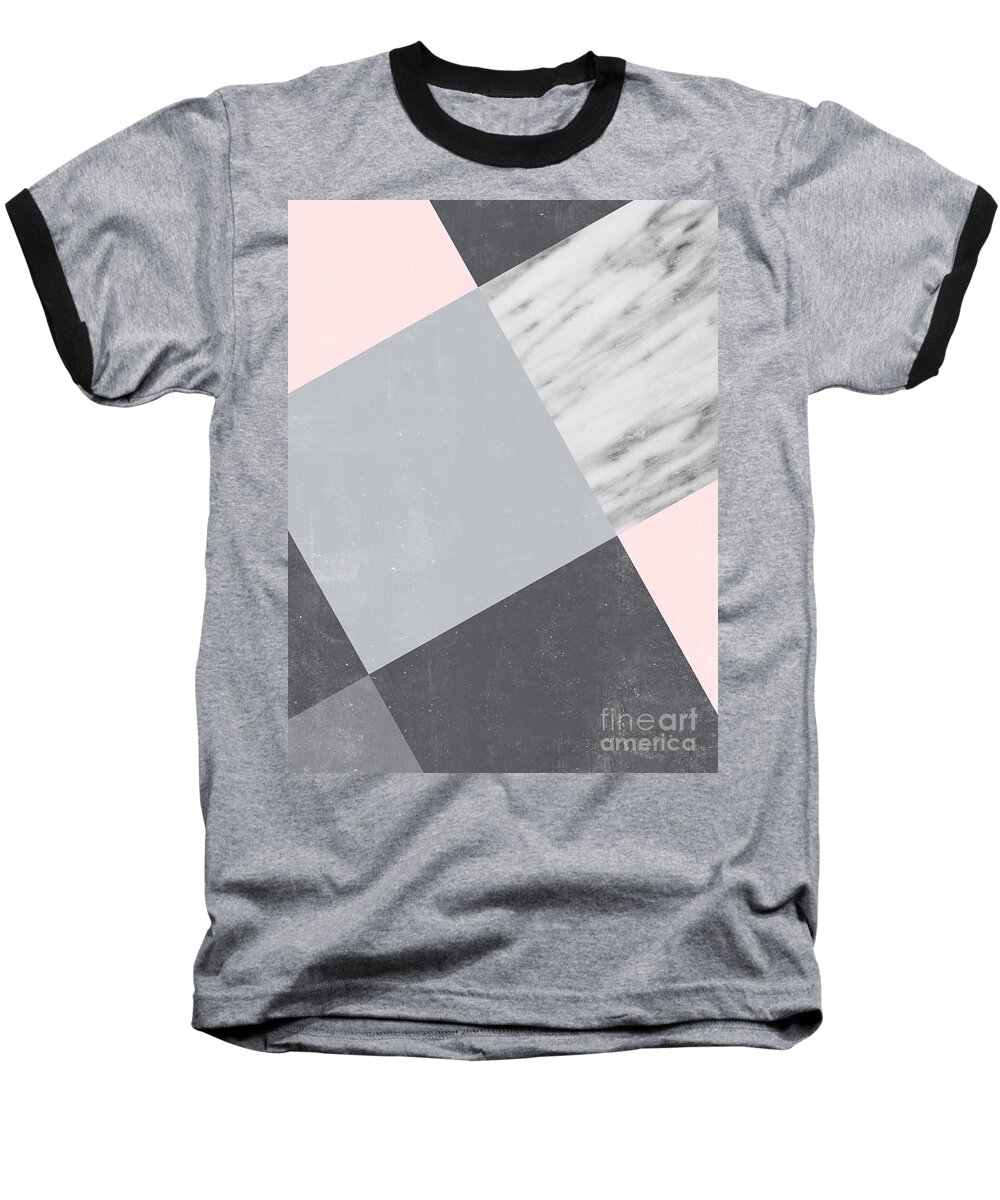 Neutral Baseball T-Shirt featuring the mixed media Neutral Collage with Marble by Emanuela Carratoni