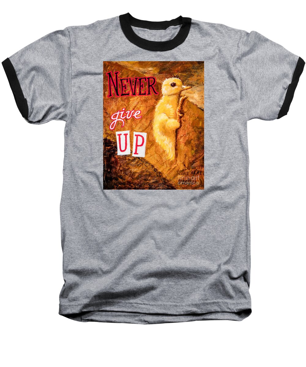 Colorful Baseball T-Shirt featuring the painting Never give UP. by Igor Postash