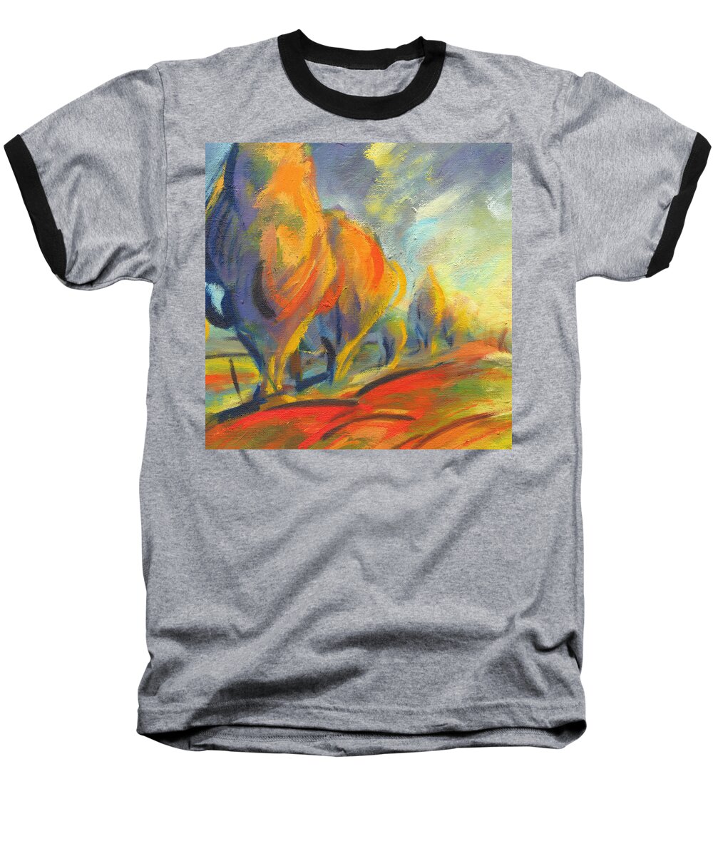 Orange Baseball T-Shirt featuring the painting New Beginning 2 by Konnie Kim