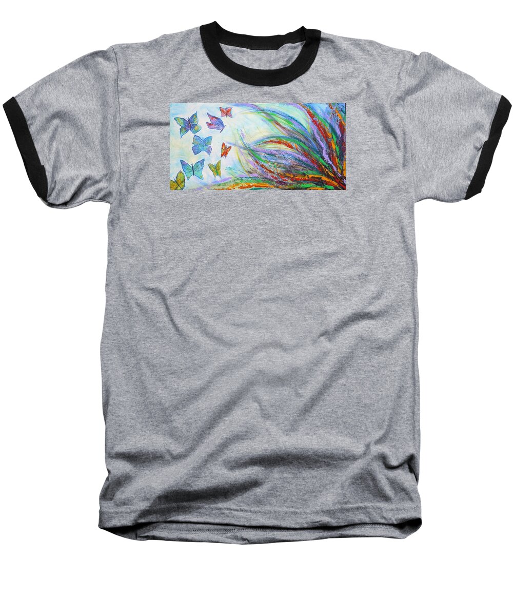  Baseball T-Shirt featuring the painting New Beginnings by Deb Brown Maher