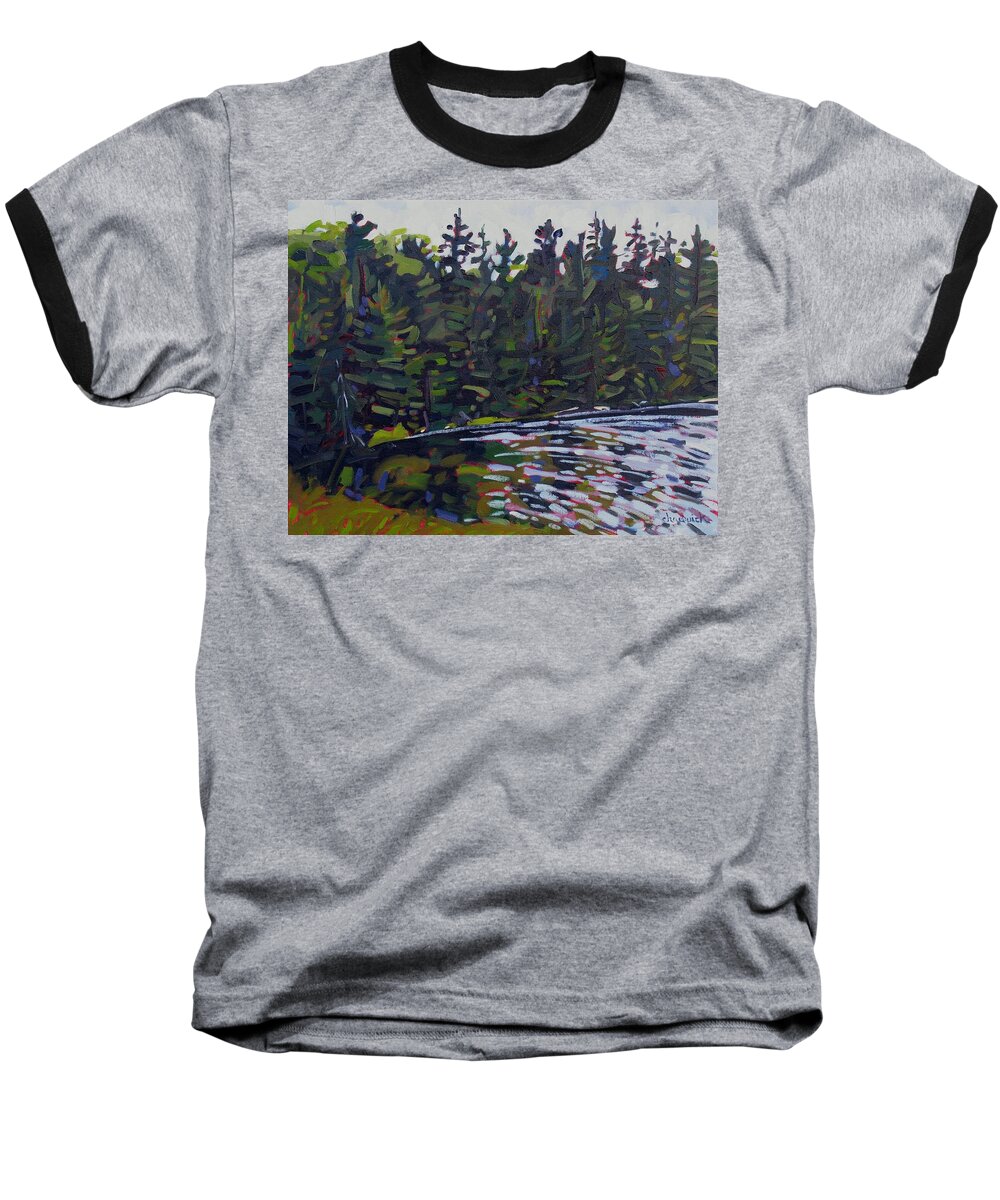 901 Baseball T-Shirt featuring the painting New Found Lake by Phil Chadwick