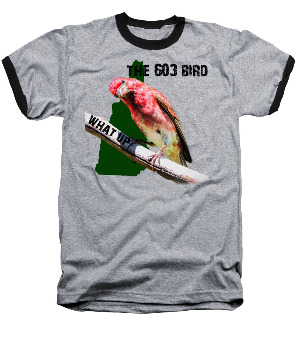 T-shirt Baseball T-Shirt featuring the photograph New Hampshire State Bird The Purple Finch by Mim White