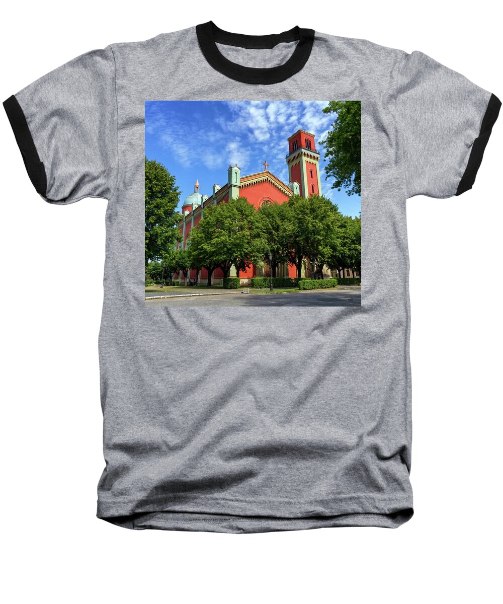 New Baseball T-Shirt featuring the photograph New Lutheran Church in Kezmarok, Slovakia by Elenarts - Elena Duvernay photo