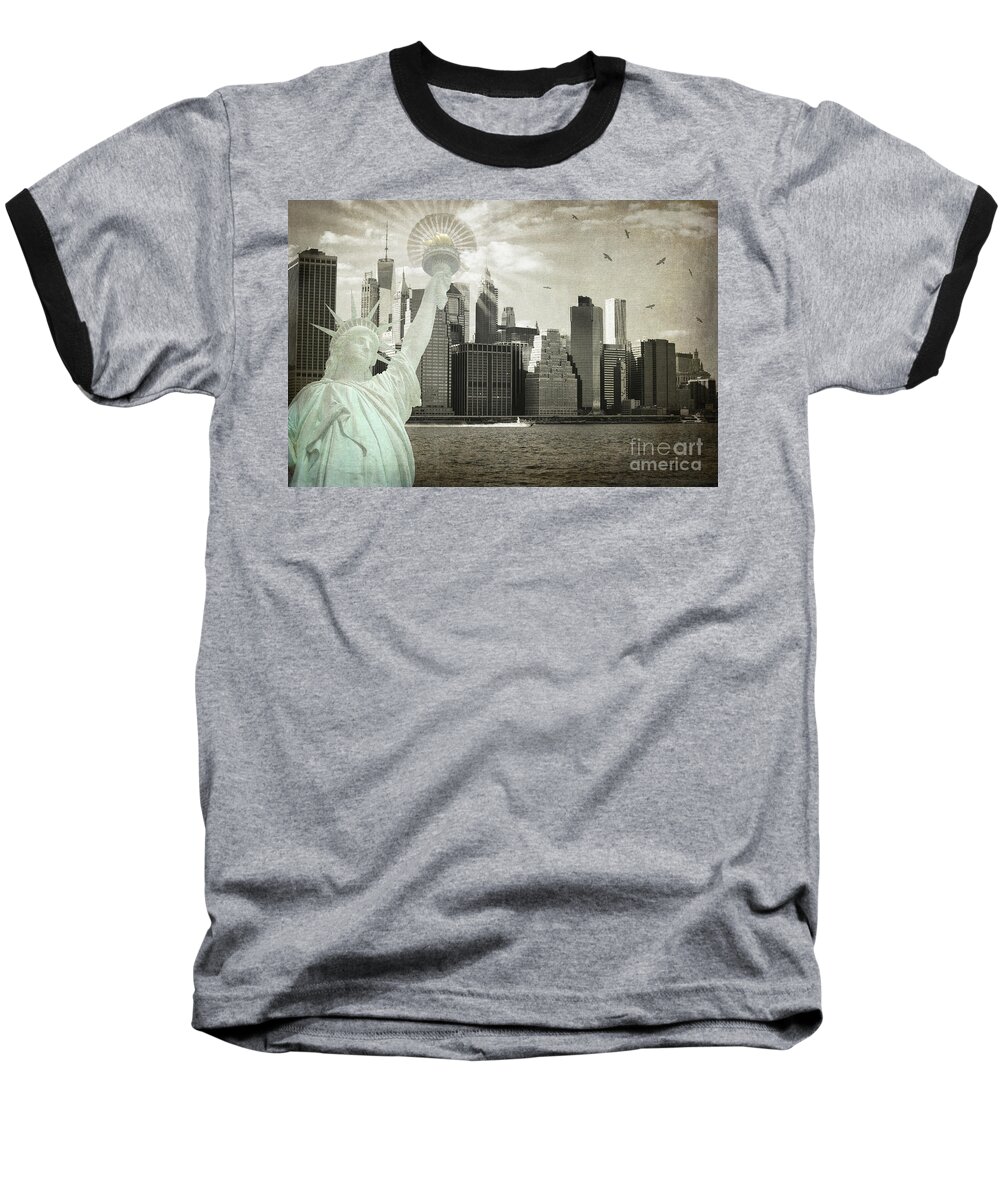 New Baseball T-Shirt featuring the photograph New York New York Da by Judy Wolinsky