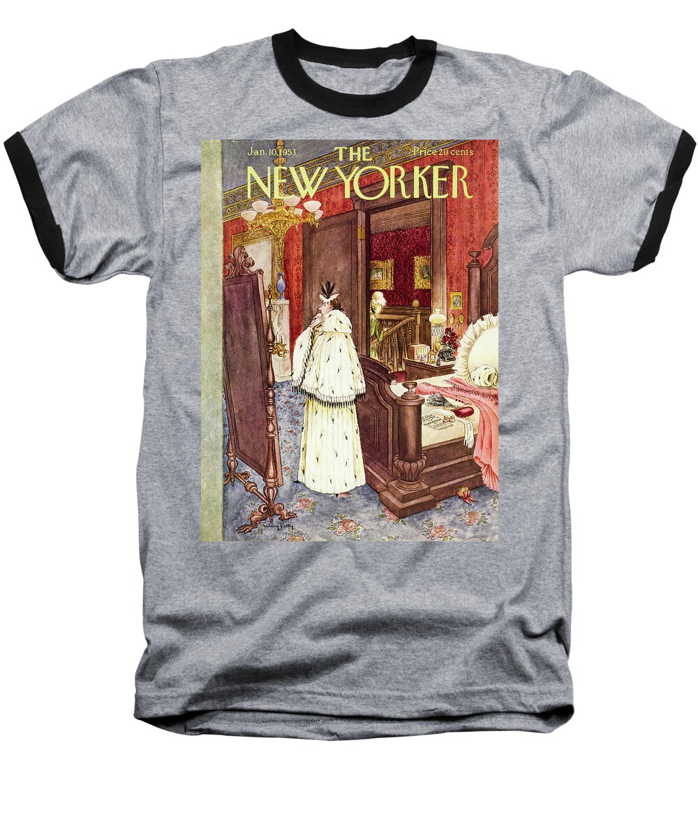 Man Baseball T-Shirt featuring the painting New Yorker January 10 1953 by Mary Petty