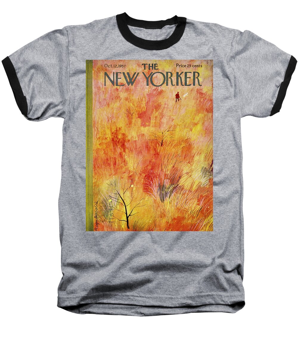 Fall Baseball T-Shirt featuring the painting New Yorker October 12th 1957 by Roger Duvoisin