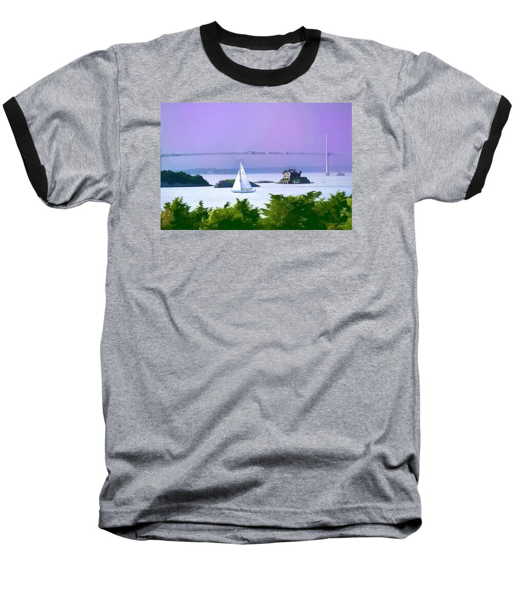New England Landscape Baseball T-Shirt featuring the photograph Newport water color effect by Tom Prendergast
