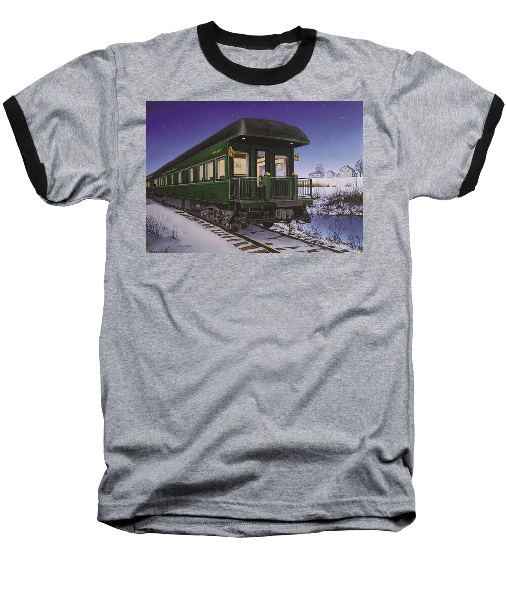 Train Baseball T-Shirt featuring the painting Nickel Plate 1 by Anthony J Padgett