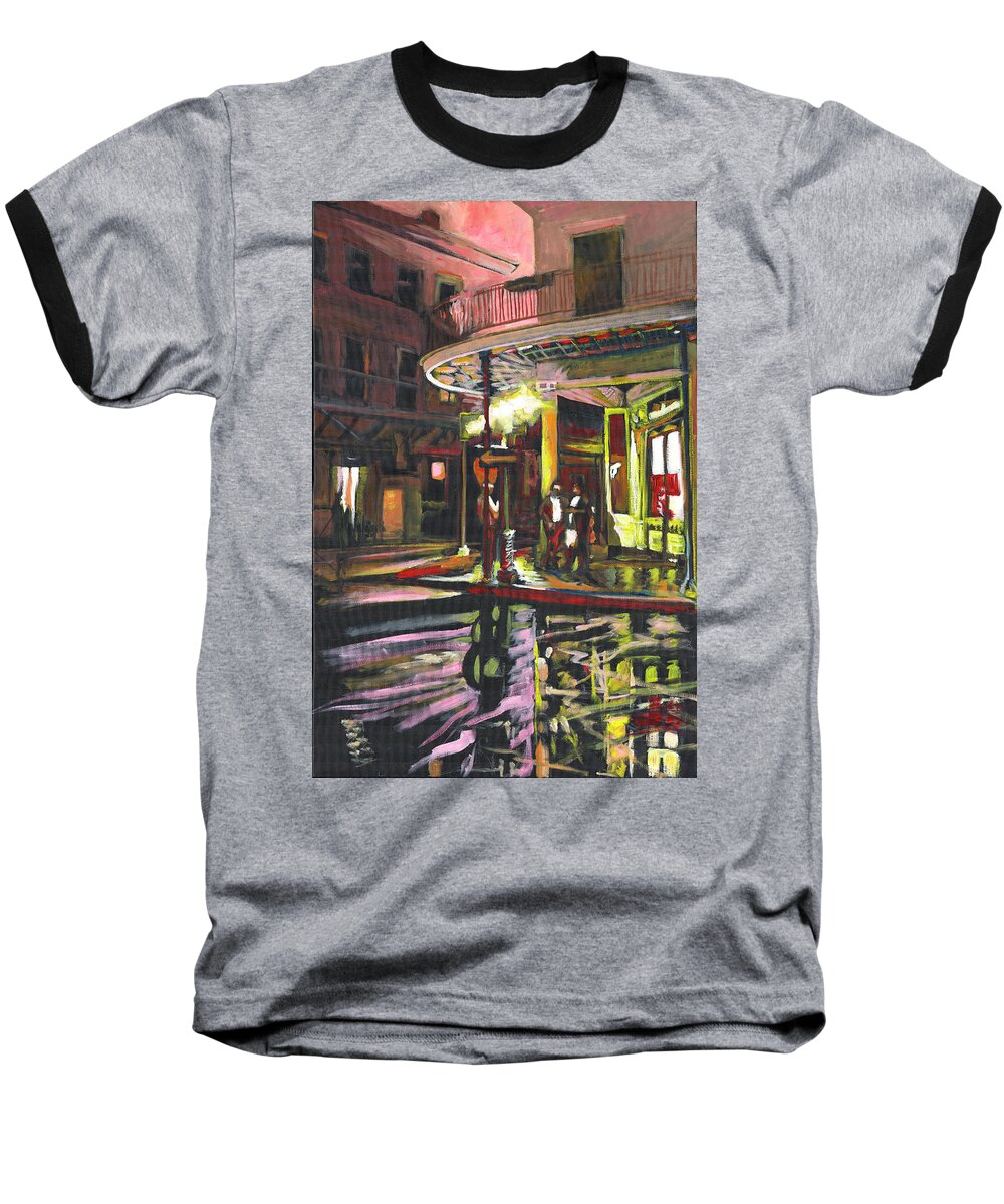 New Orleans Baseball T-Shirt featuring the painting Night Shift by Amzie Adams