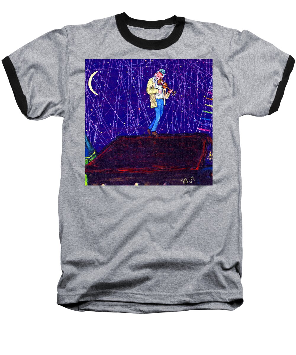 Jewish Baseball T-Shirt featuring the painting Night Song by Michael A Klein