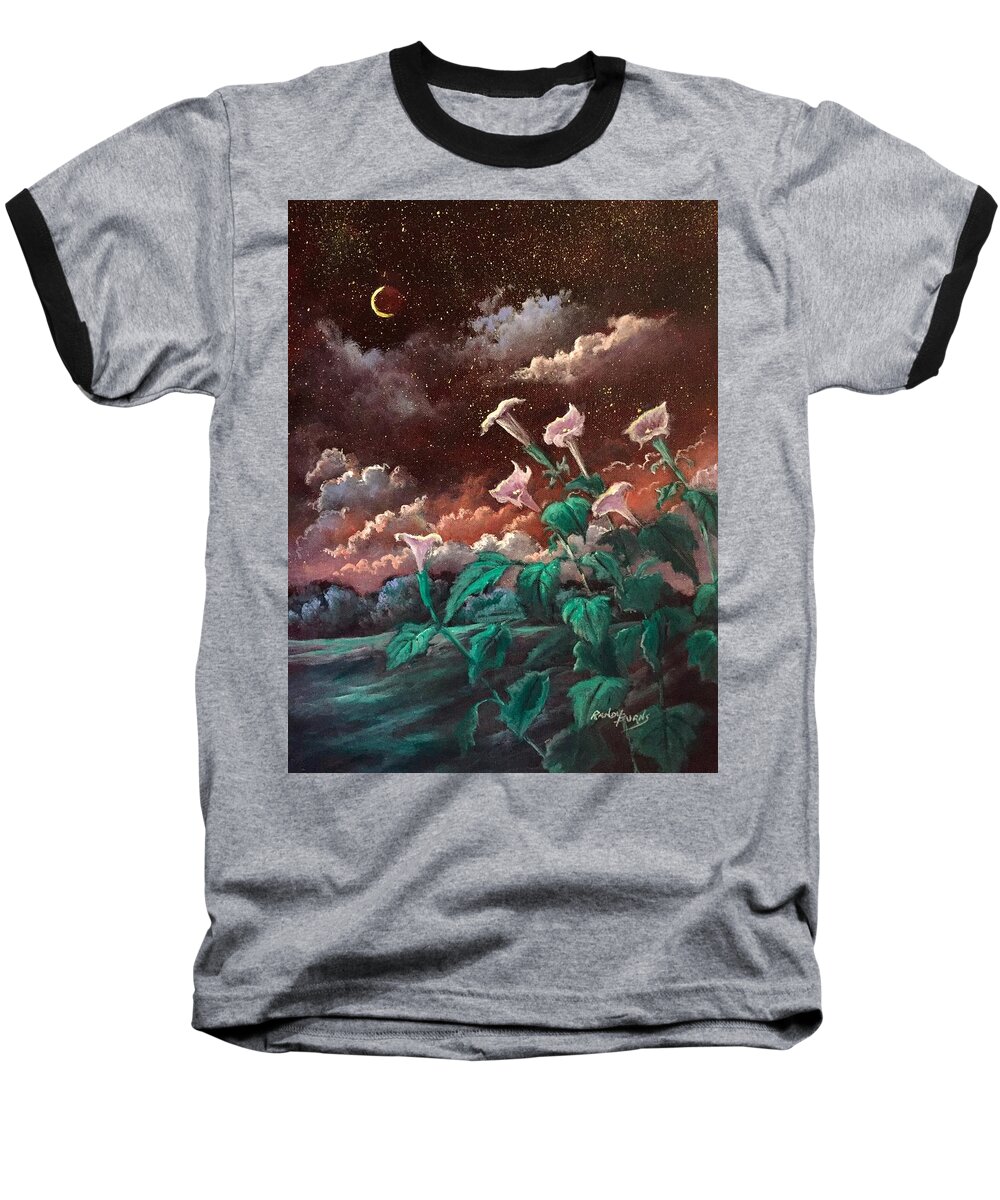 Night Baseball T-Shirt featuring the painting Night Song by Rand Burns