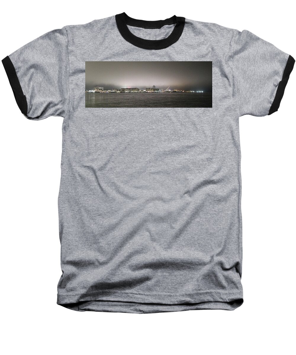 Night Baseball T-Shirt featuring the photograph Night View Ocean City Downtown Skyline by Robert Banach