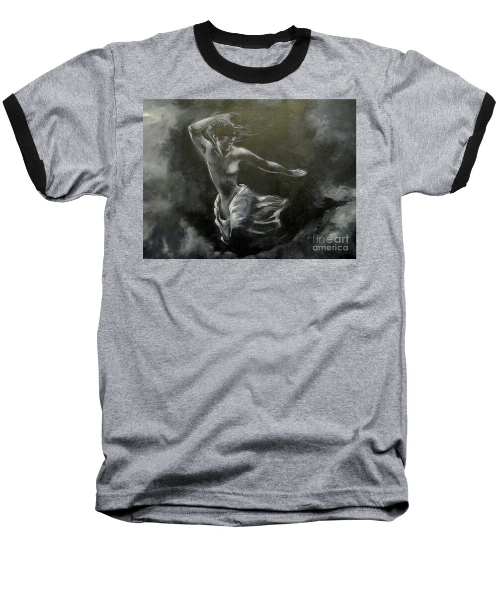 Female Nude Baseball T-Shirt featuring the painting Nightmare by Patricia Kanzler