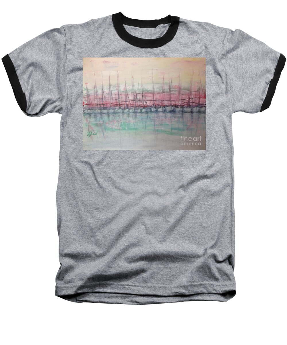 Boats Baseball T-Shirt featuring the painting No Sailing Today by M J Venrick
