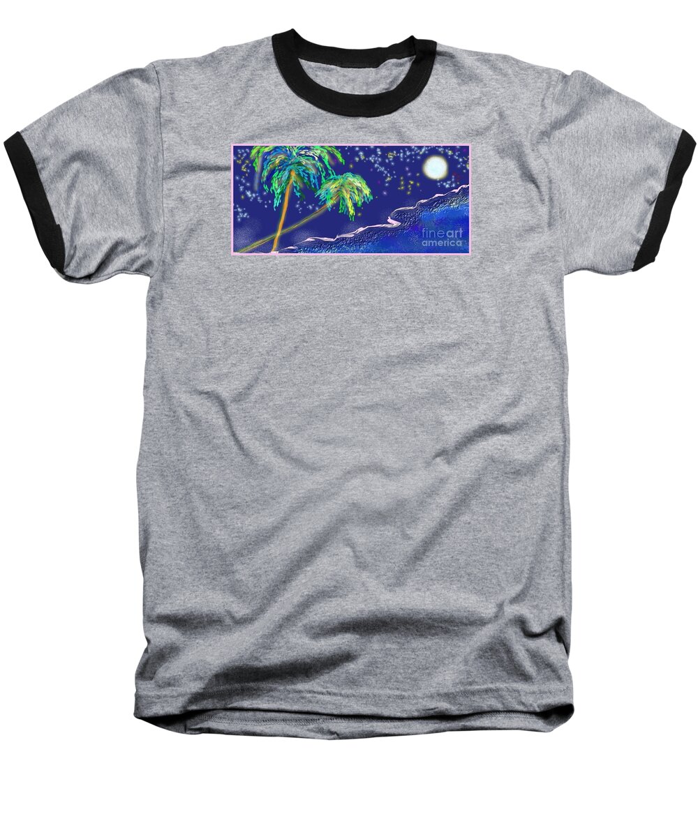 Palms Baseball T-Shirt featuring the painting Noche Tropical by Alice Terrill