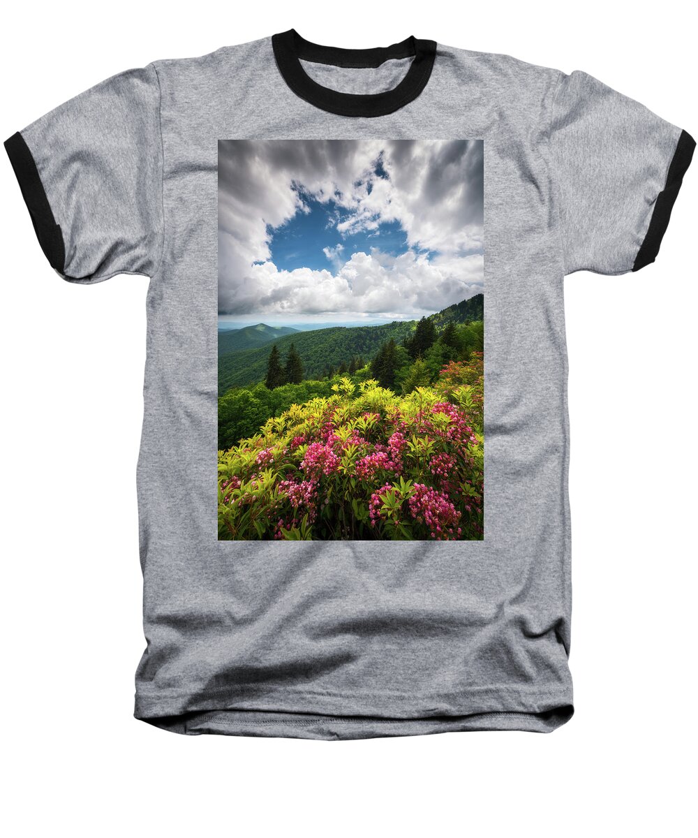 Appalachian Baseball T-Shirt featuring the photograph North Carolina Appalachian Mountains Spring Flowers Scenic Landscape by Dave Allen