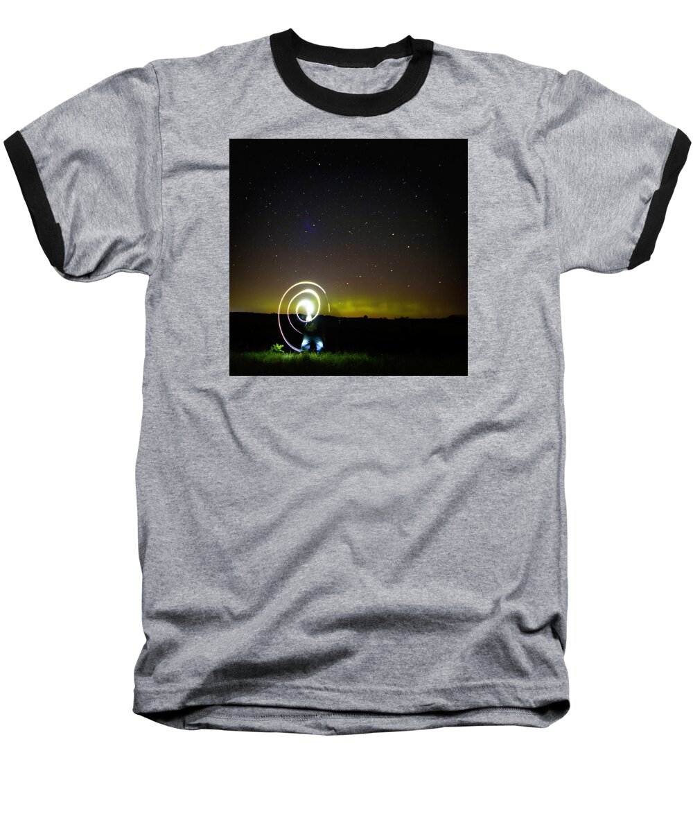 Abstract Baseball T-Shirt featuring the photograph 023 - Night Writing by David Ralph Johnson
