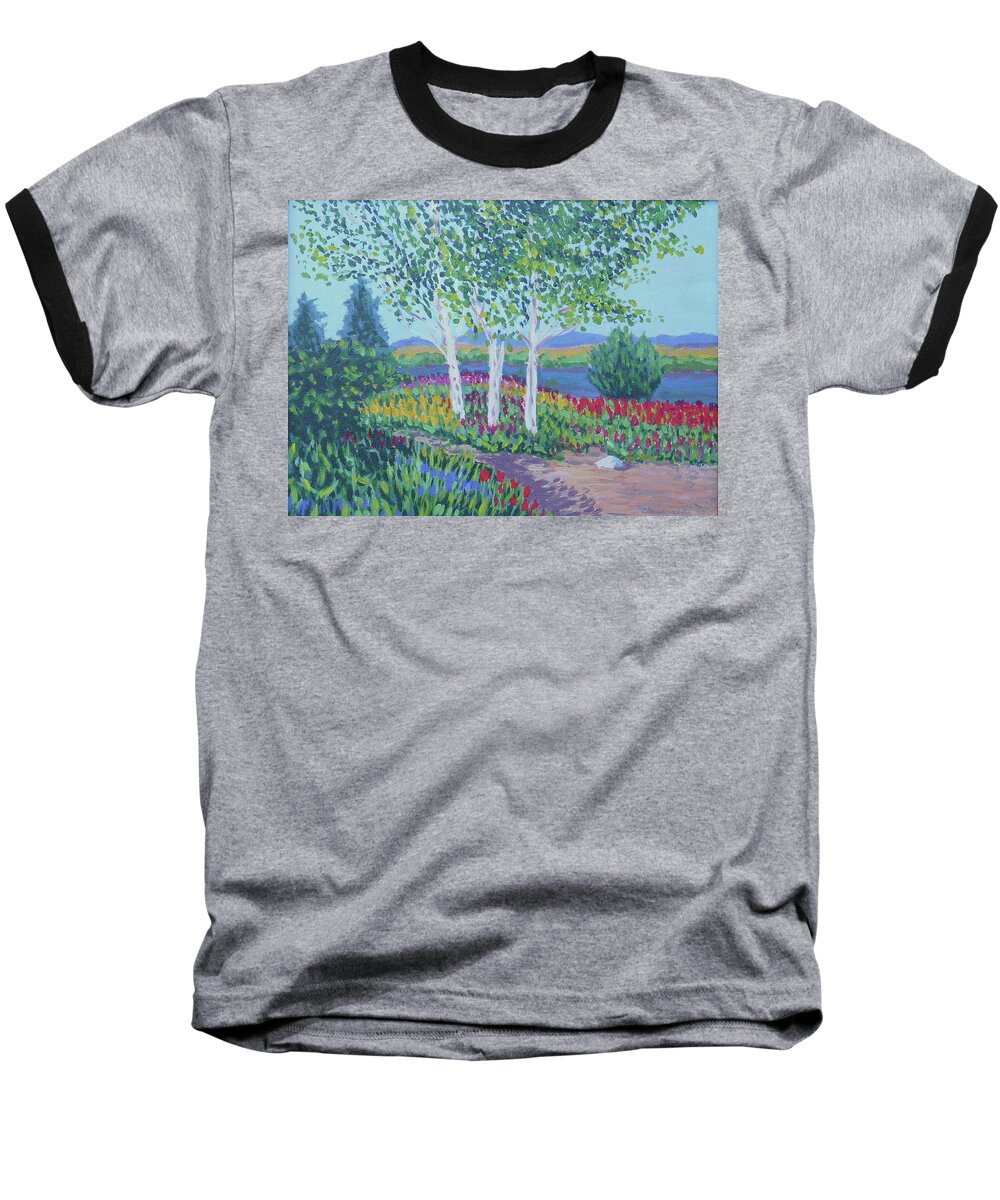 Landscape Baseball T-Shirt featuring the painting Northwest Tulips by Stan Chraminski