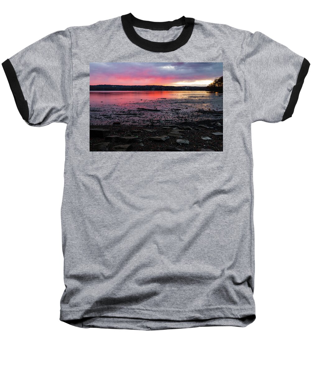 Sunrise Baseball T-Shirt featuring the photograph November Sunrise at Esopus Meadows I by Jeff Severson