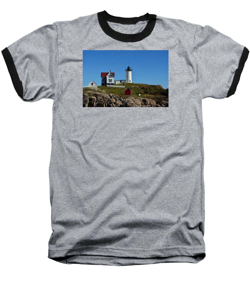 Ogunquit Baseball T-Shirt featuring the photograph Nubble Lighthouse in Ogunquit by Richard Ortolano