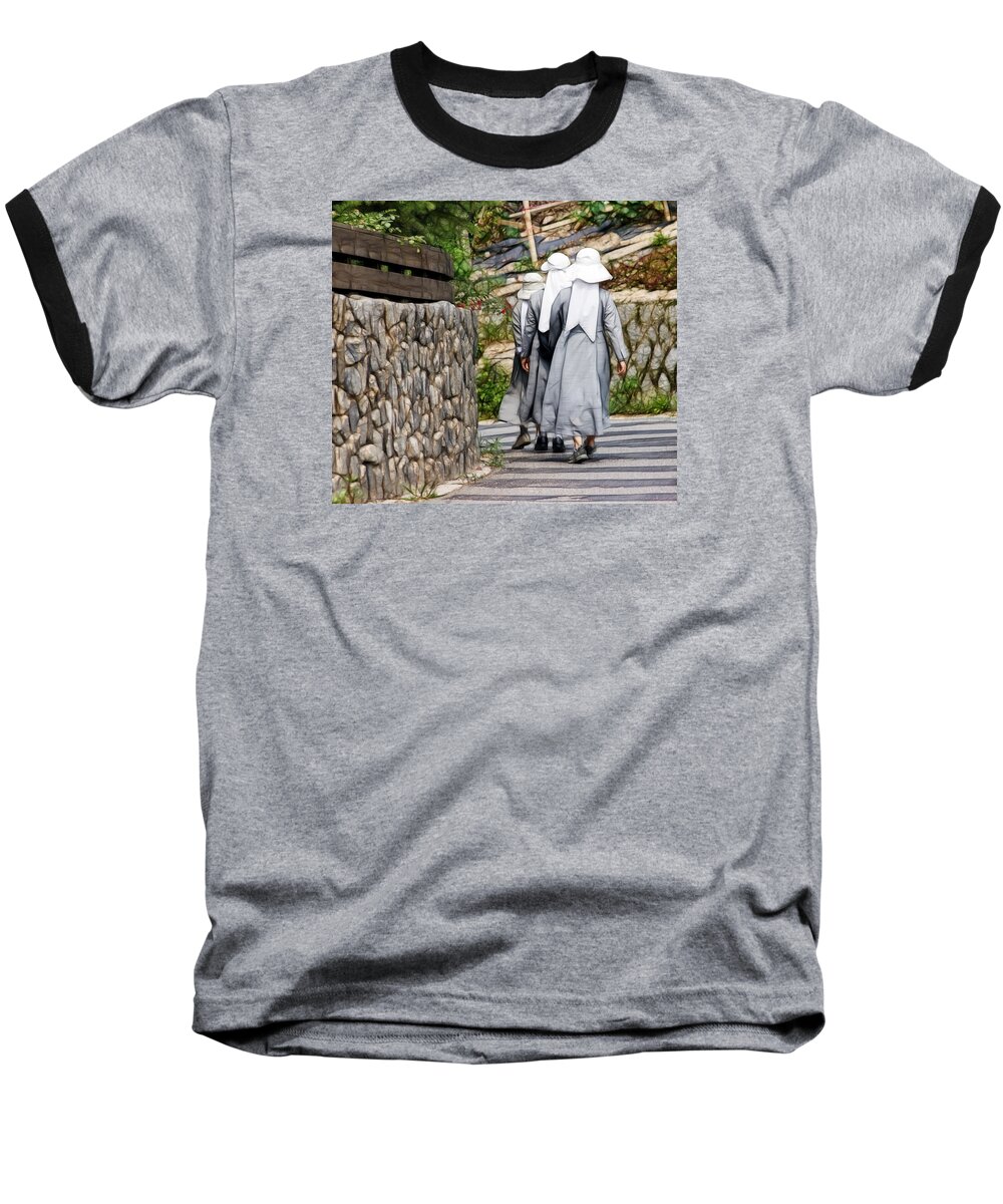 Fractals Baseball T-Shirt featuring the photograph Nuns in a Row by Cameron Wood