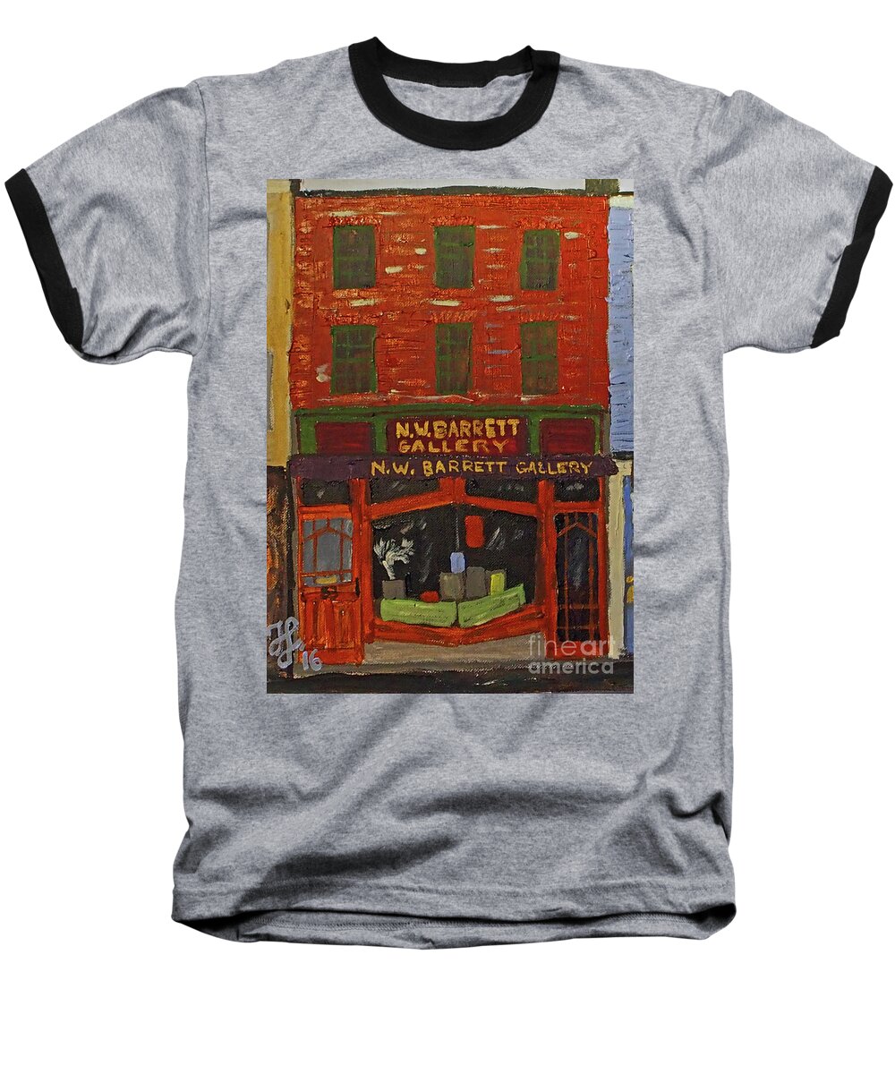 #shopfront #portsmouthnh Baseball T-Shirt featuring the painting N.W.Barrett Gallery by Francois Lamothe