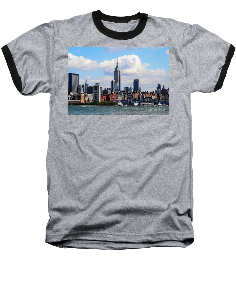 Empire Baseball T-Shirt featuring the photograph NYC Westside by Les Greenwood
