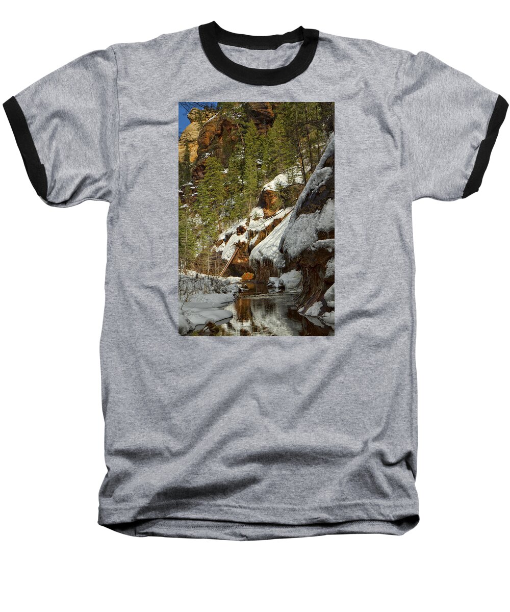 Westfork Trail Baseball T-Shirt featuring the photograph Oak Creek Beckons by Tom Kelly
